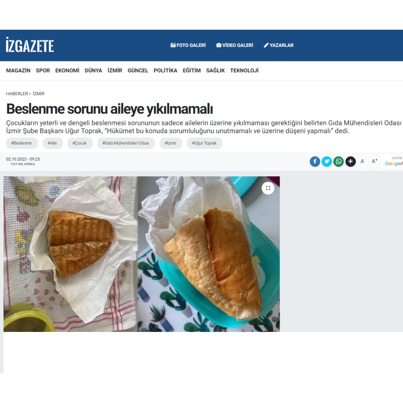 İZGAZETE: BESLENME SORUNU AİLEYE YIKILMAMALI