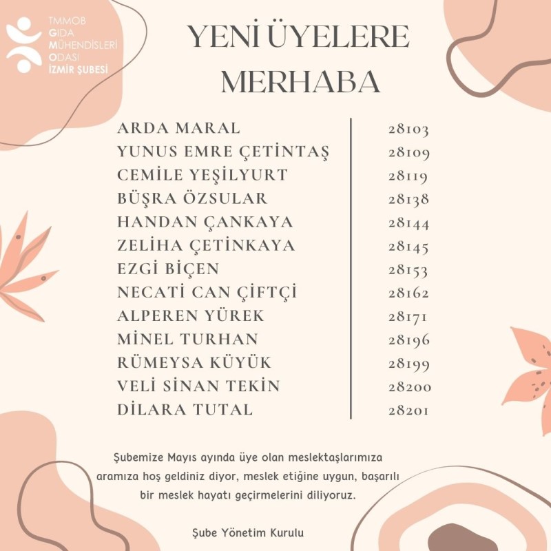 YENİ ÜYELERE MERHABA