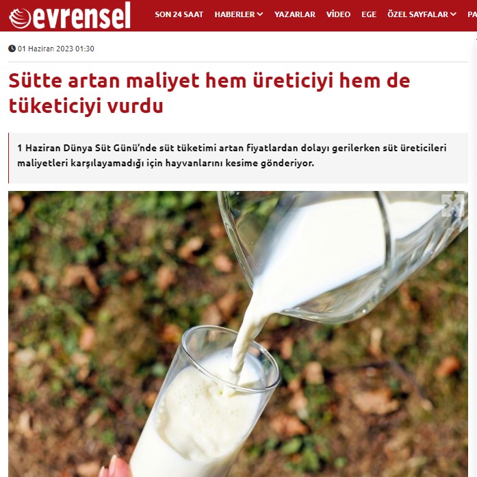 EVRENSEL: SÜTTE ARTAN MALİYET HEM ÜRETİCİYİ HEM DE TÜKETİCİYİ VURDU