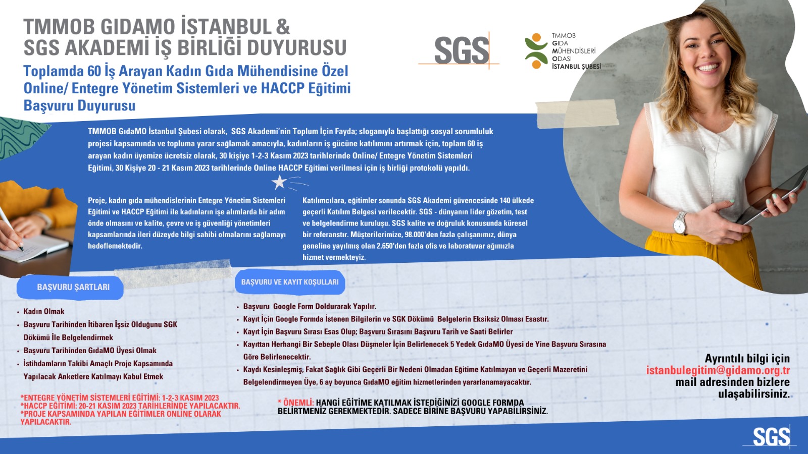 TMMOB GIDAMO İSTANBUL &  SGS AKADEMİ İŞBİRLİĞİ DUYURUSU