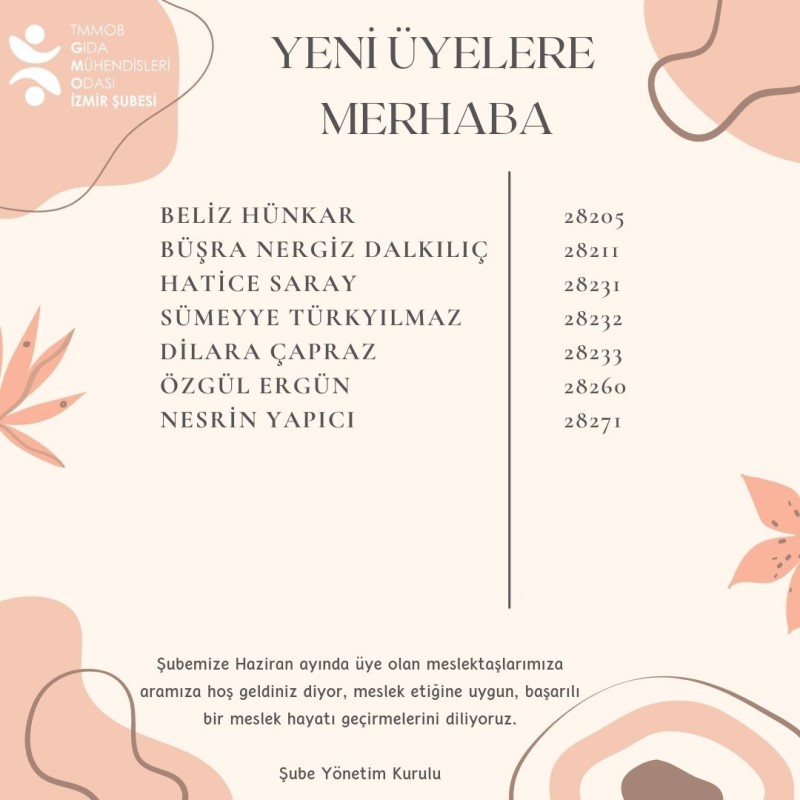 YENİ ÜYELERE MERHABA