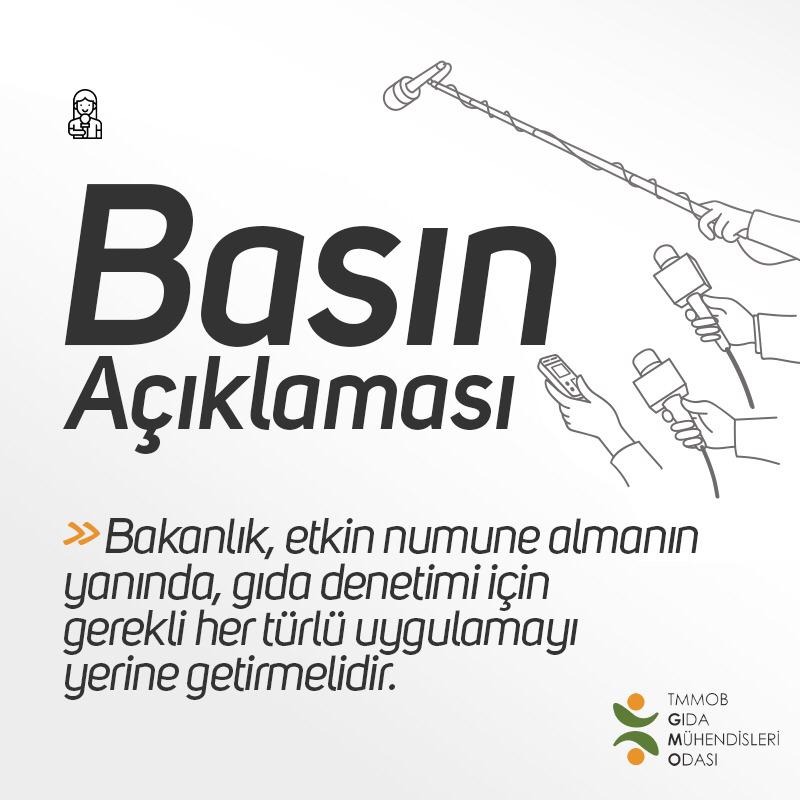 "BAKANLIK, ETKİN NUMUNE ALMA YANINDA, GIDA DENETİMİ İÇİN GEREKLİ HER TÜRLÜ UYGULAMAYI YERİNE GETİRMELİ VE BU YANLIŞTAN DERHAL DÖNÜLMELİDİR": BASINA YANSIYANLAR (GENEL MERKEZ)
