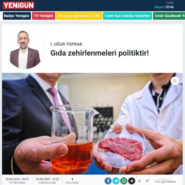 GAZETE YENİGÜN: GIDA ZEHİRLENMELERİ POLİTİKTİR