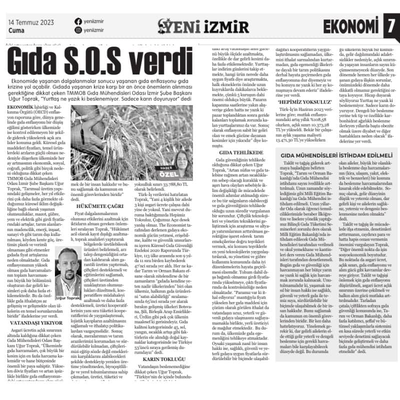 YENİ İZMİR: GIDA S.O.S VERDİ