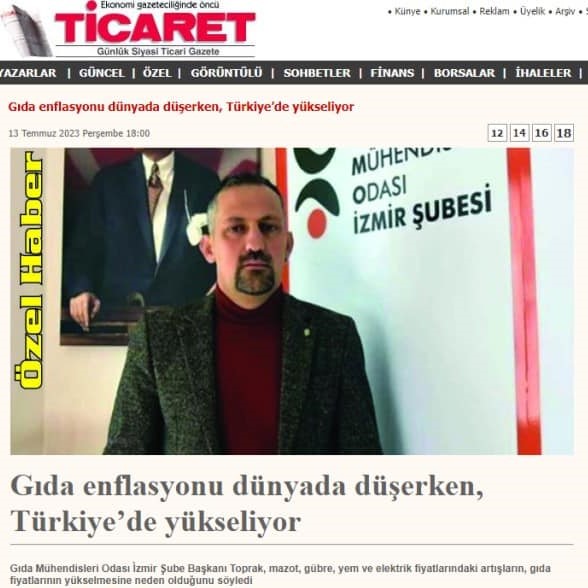 TİCARET GAZETESİ: GIDA FİYATLARI DÜNYADA DÜŞERKEN BİZDE YÜKSELİYOR