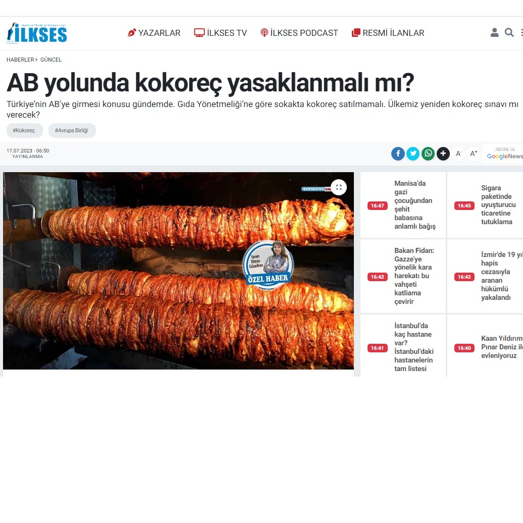 İLKSES: AB YOLUNDA KOKOREÇ YASAKLANMALI MI?