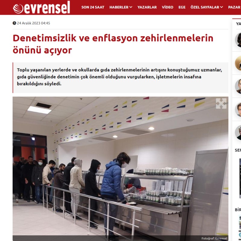 EVRENSEL: DENETİMSİZLİK VE ENFLASYON ZEHİRLENMELERİN ÖNÜNÜ AÇIYOR