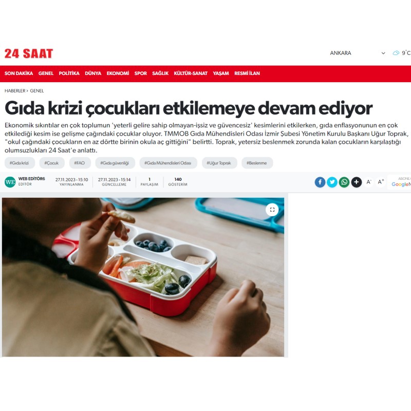 24 SAAT: "GIDA KRİZİ ÇOCUKLARI ETKİLEMEYE DEVAM EDİYOR"