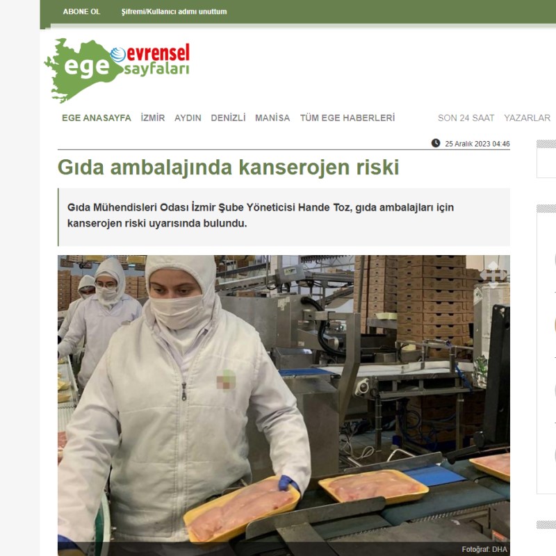 EVRENSEL EGE: GIDA AMBALAJINDA KANSEROJEN RİSKİ