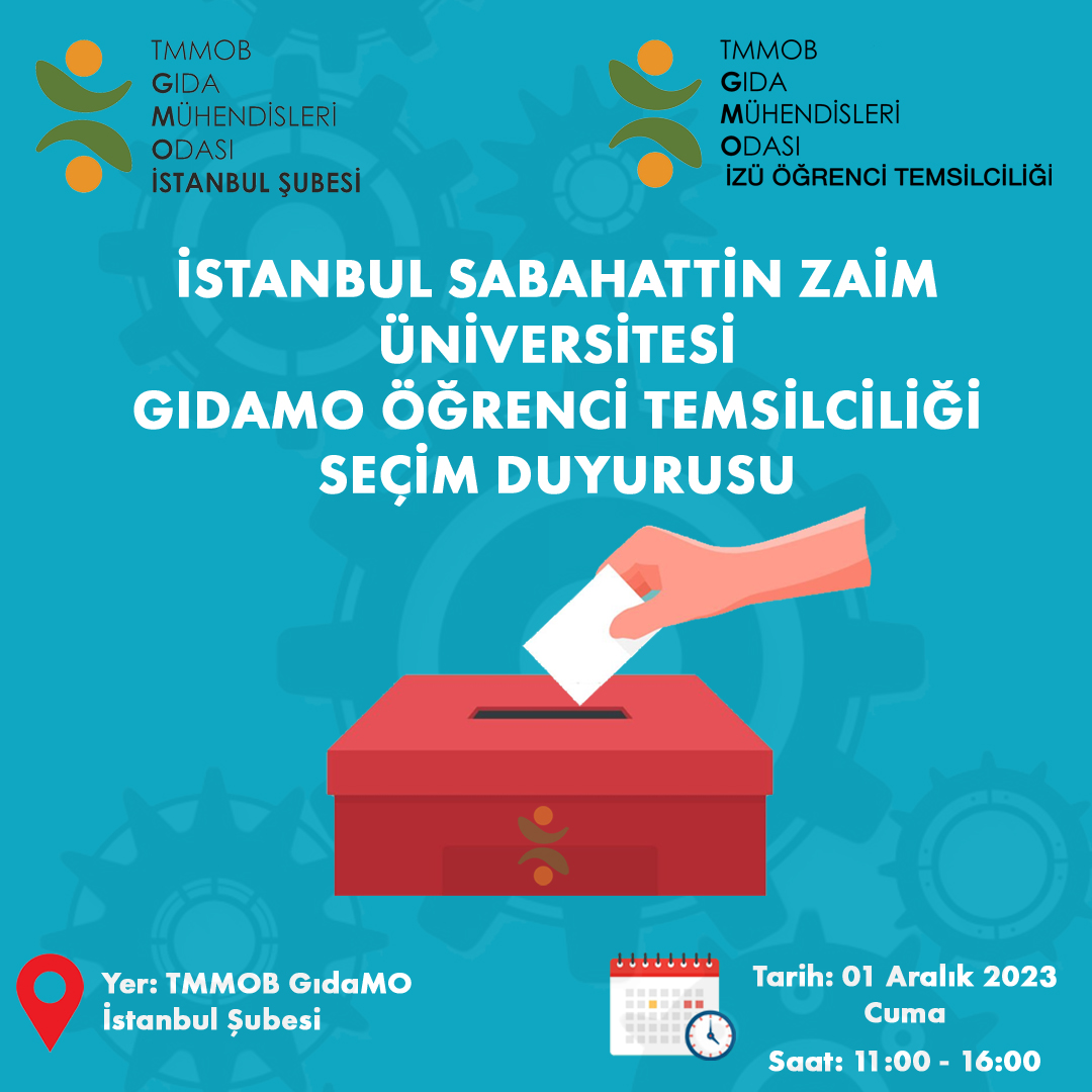 📢 İSTANBUL SABAHATTİN ZAİM ÜNİVERSİTESİ (İZÜ) 2023-2024 DÖNEMİ GIDAMO ÖĞRENCİ TEMSİLCİLİĞİ SEÇİM DUYURUSU