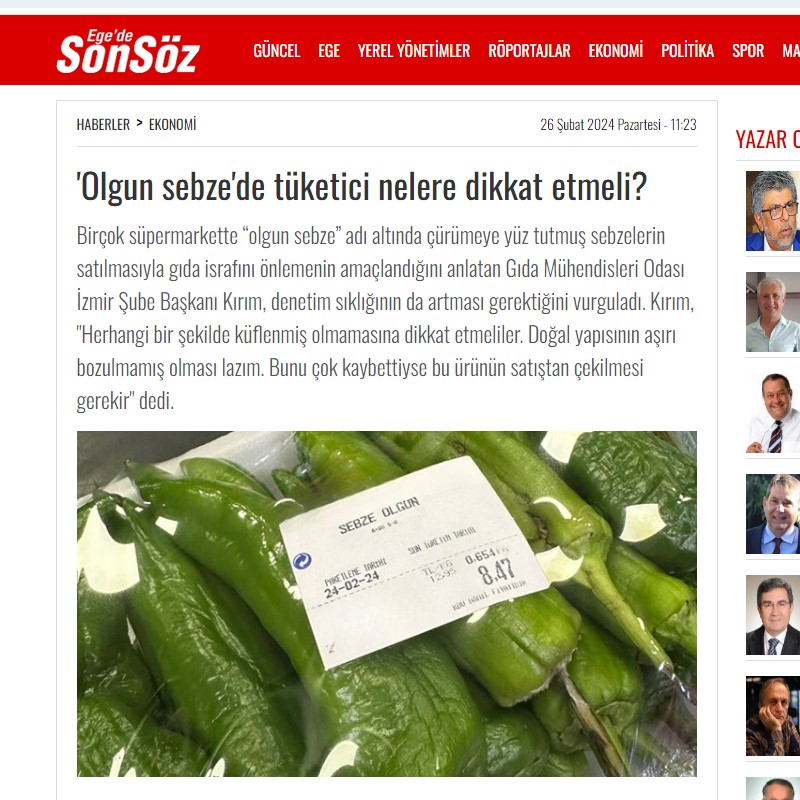 EGE'DE SONSÖZ: 'OLGUN SEBZE'DE TÜKETİCİ NELERE DİKKAT ETMELİ?