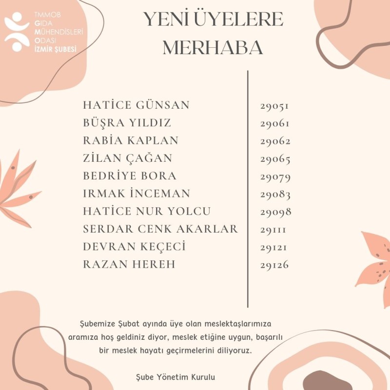 YENİ ÜYELERE MERHABA