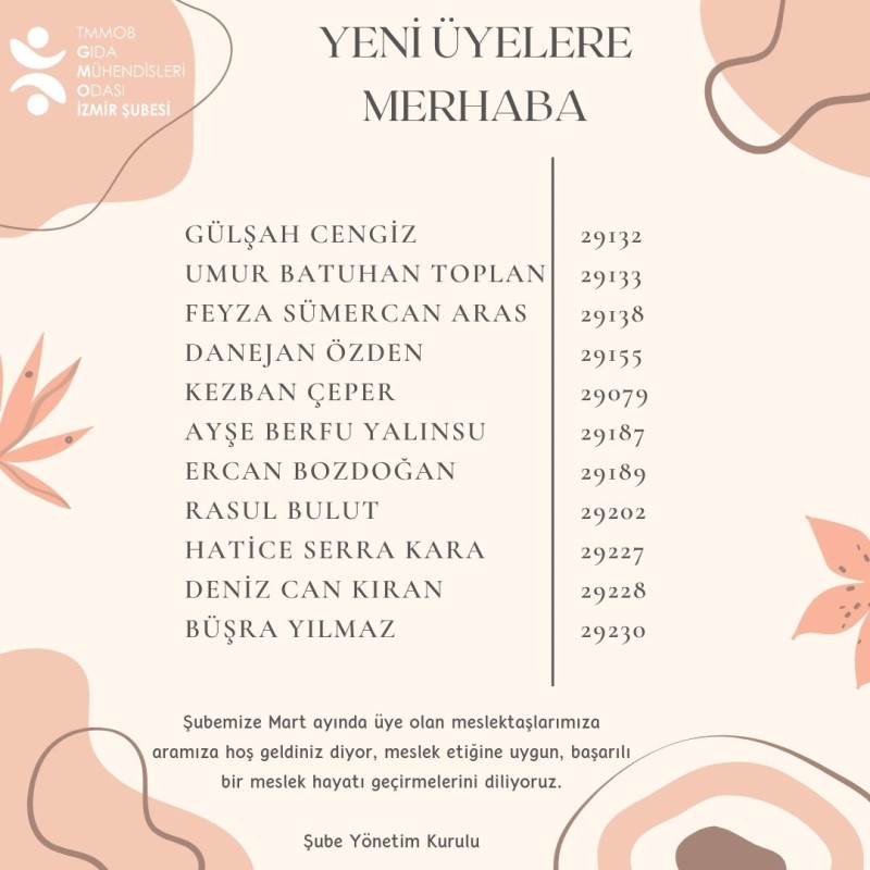 YENİ ÜYELERE MERHABA