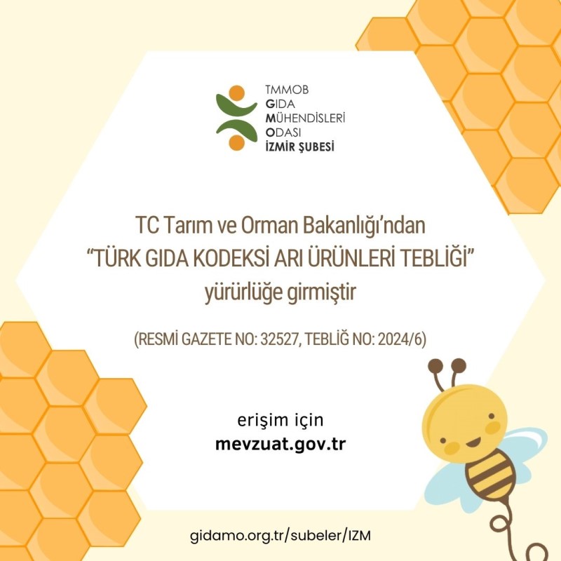 “TÜRK GIDA KODEKSİ ARI ÜRÜNLERİ TEBLİĞİ” YÜRÜRLÜĞE GİRMİŞTİR