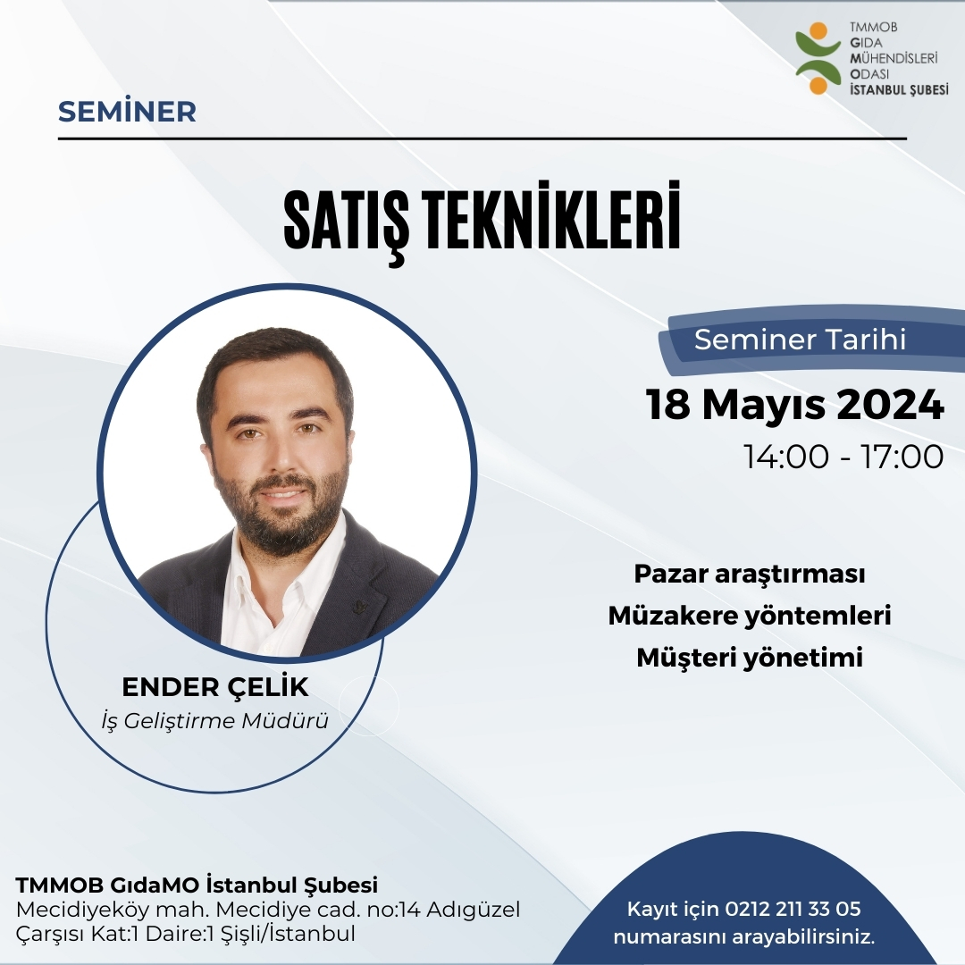 📢 YÜZYÜZE / SATIŞ TEKNİKLERİ SEMİNERİ DUYURUSU