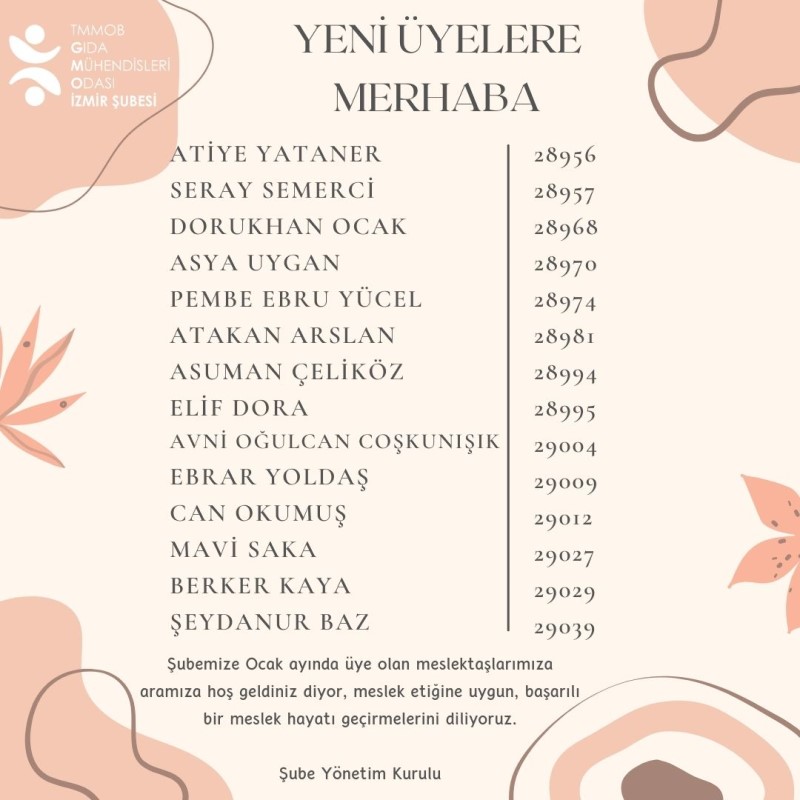 YENİ ÜYELERE MERHABA
