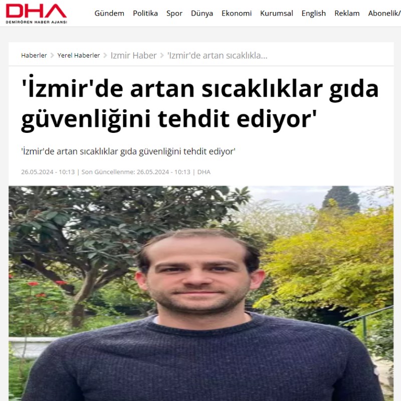 DHA: 'İZMİR'DE ARTAN SICAKLIKLAR GIDA GÜVENLİĞİNİ TEHDİT EDİYOR'
