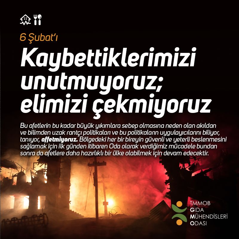 6 ŞUBAT'I KAYBETTİKLERİMİZİ UNUTMUYORUZ; ELİMİZİ ÇEKMİYORUZ