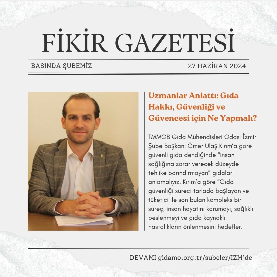FİKİR GAZETESİ: "UZMANLAR ANLATTI: GIDA HAKKI, GÜVENLİĞİ VE GÜVENCESİ İÇİN NE YAPMALI?"