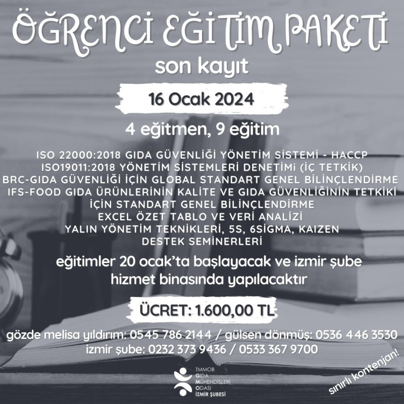ÖĞRENCİ EĞİTİM PAKETİ ISO 22000:2018 EĞİTİMİ
