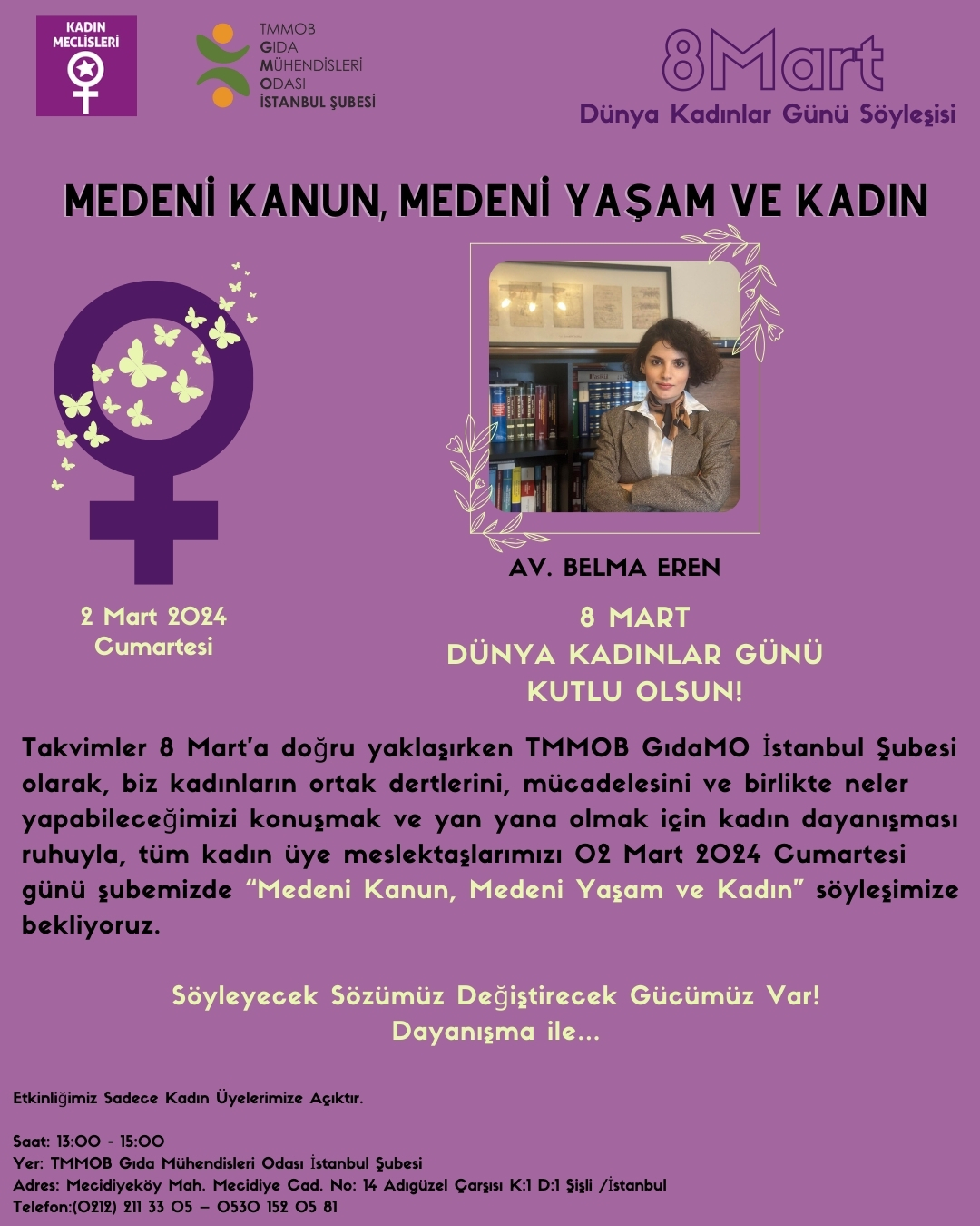 📢 MEDENİ KANUN, MEDENİ YAŞAM VE KADIN SÖYLEŞİ DUYURUSU