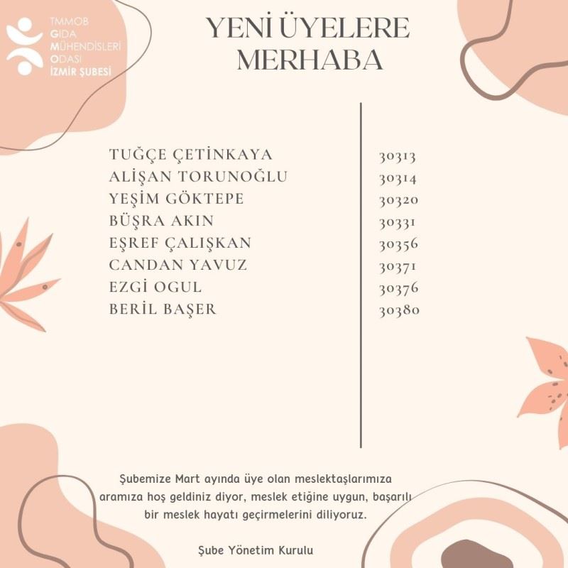 YENİ ÜYELERE MERHABA