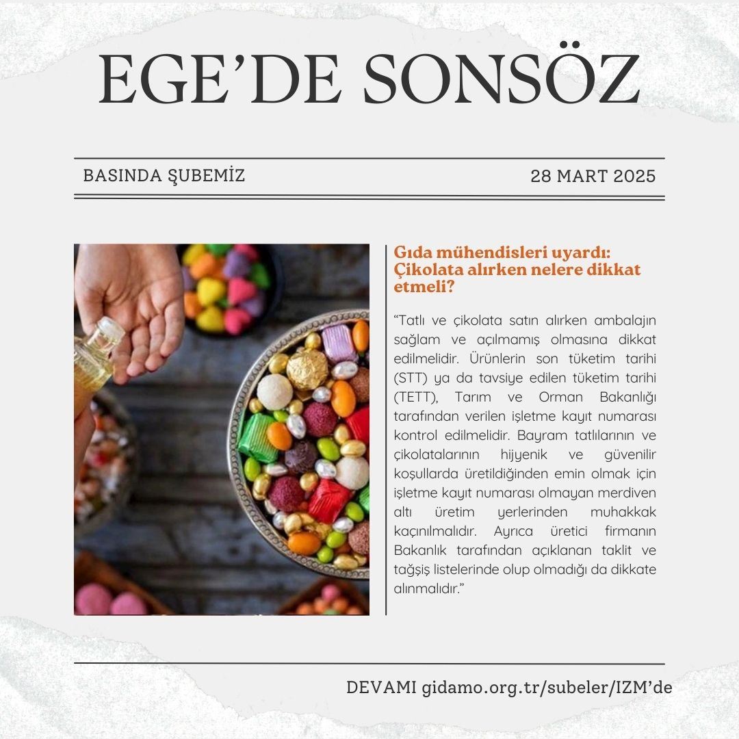 EGE’DE SONSÖZ: GIDA MÜHENDİSLERİ UYARDI: ÇİKOLATA ALIRKEN NELERE DİKKAT ETMELİ?