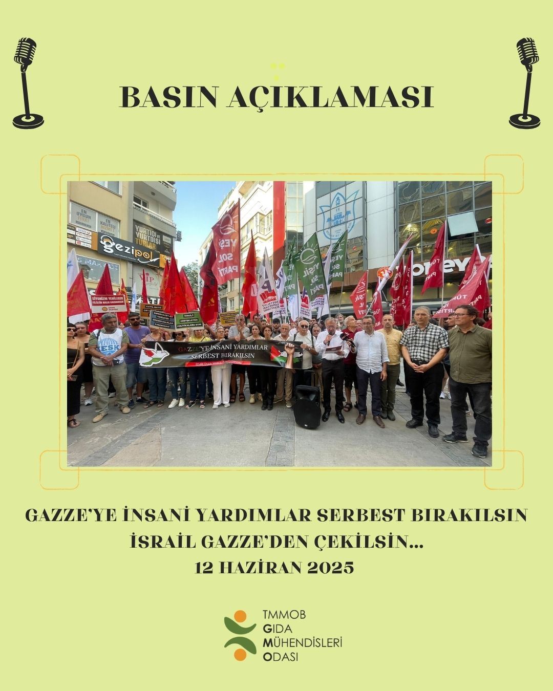 GAZZE’YE İNSANİ YARDIMLAR SERBEST BIRAKILSIN BASIN AÇIKLAMASINA KATILDIK