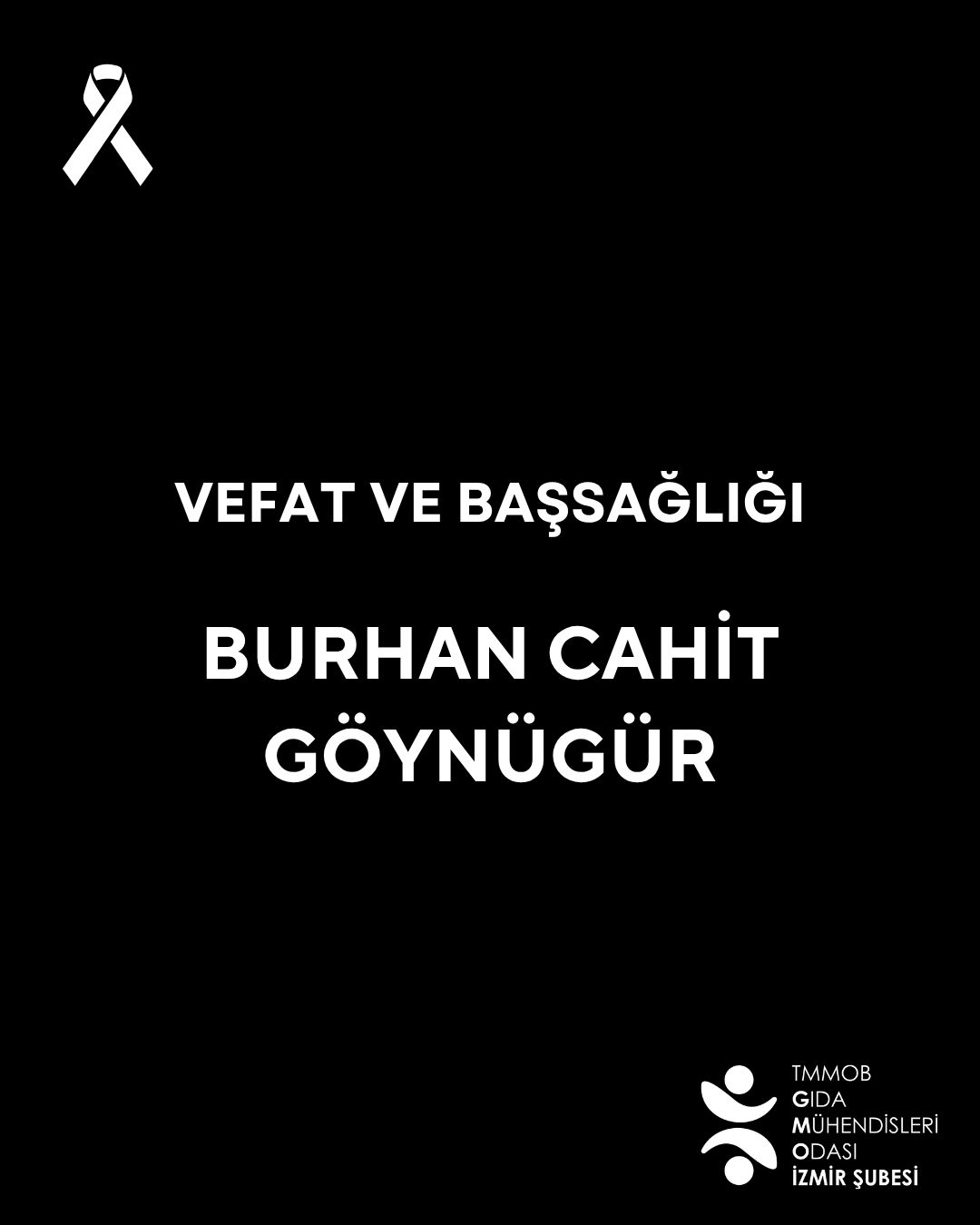 VEFAT VE BAŞSAĞLIĞI (M. ZAFER GÖYNÜGÜR'ÜN BABASI BURHAN CAHİT GÖYNÜGÜR)