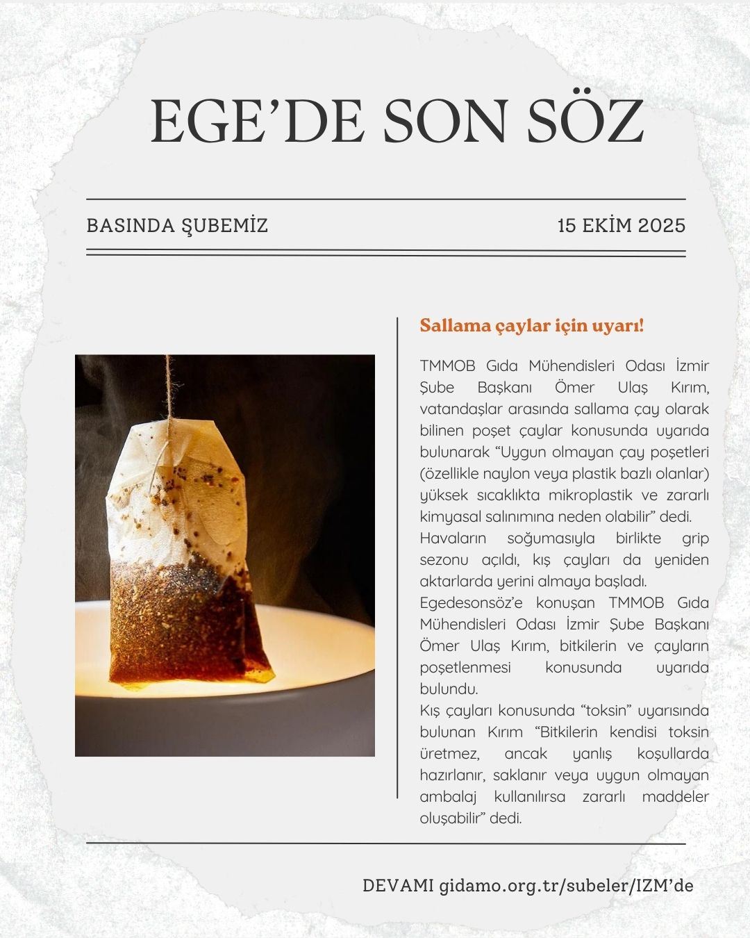 EGE'DE SON SÖZ: "SALLAMA ÇAYLAR İÇİN UYARI"