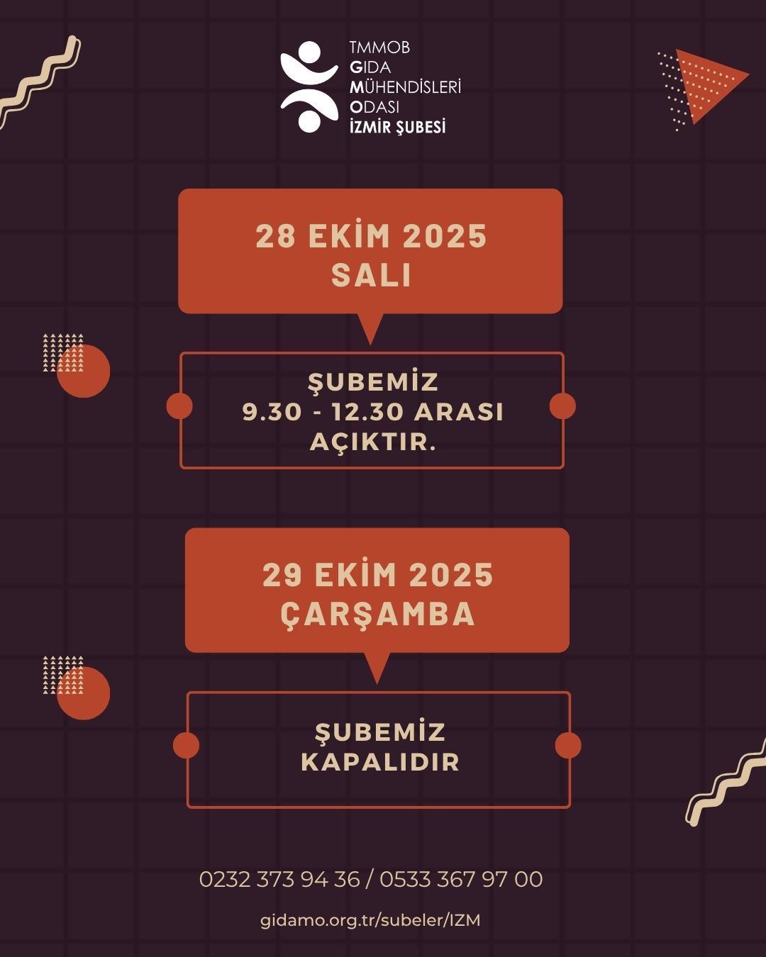 ŞUBE ÇALIŞMA SAATLERİ