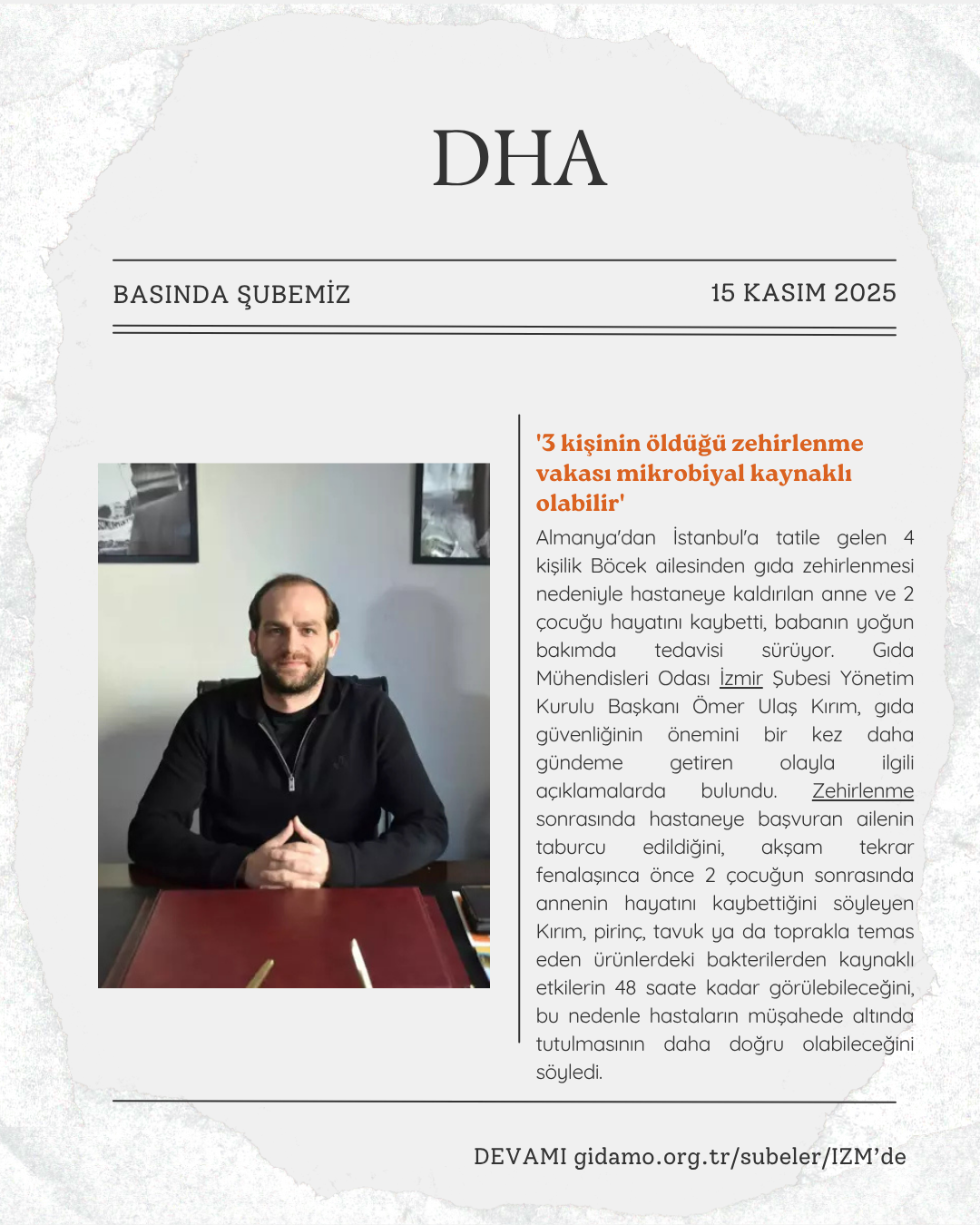 DHA: '3 KİŞİNİN ÖLDÜĞÜ ZEHİRLENME VAKASI MİKROBİYAL KAYNAKLI OLABİLİR'