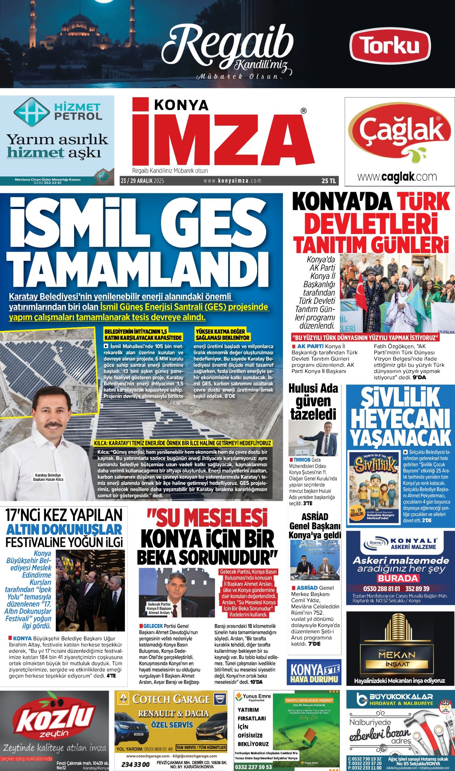 "HULUSİ ADA GÜVEN TAZELEDİ" KONYA İMZA - 23 ARALIK 2025