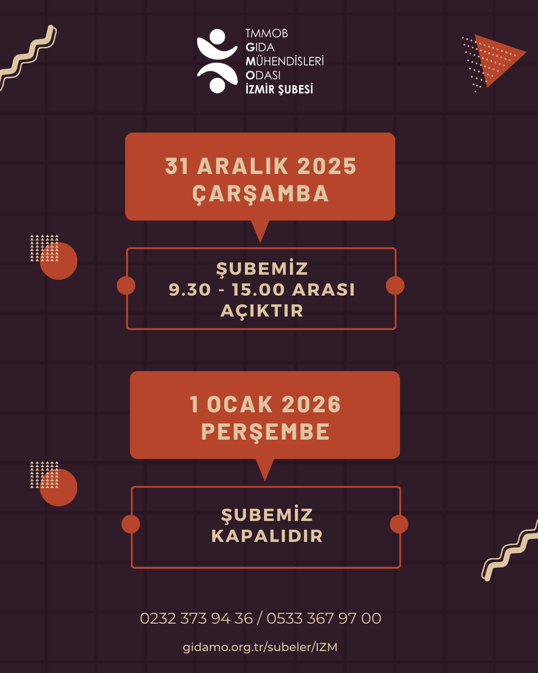 ŞUBE ÇALIŞMA SAATLERİ