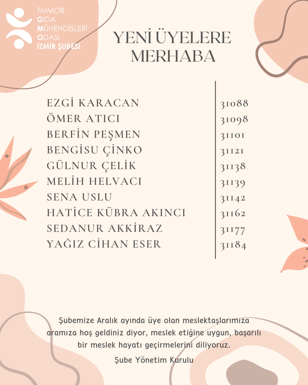YENİ ÜYELERE MERHABA