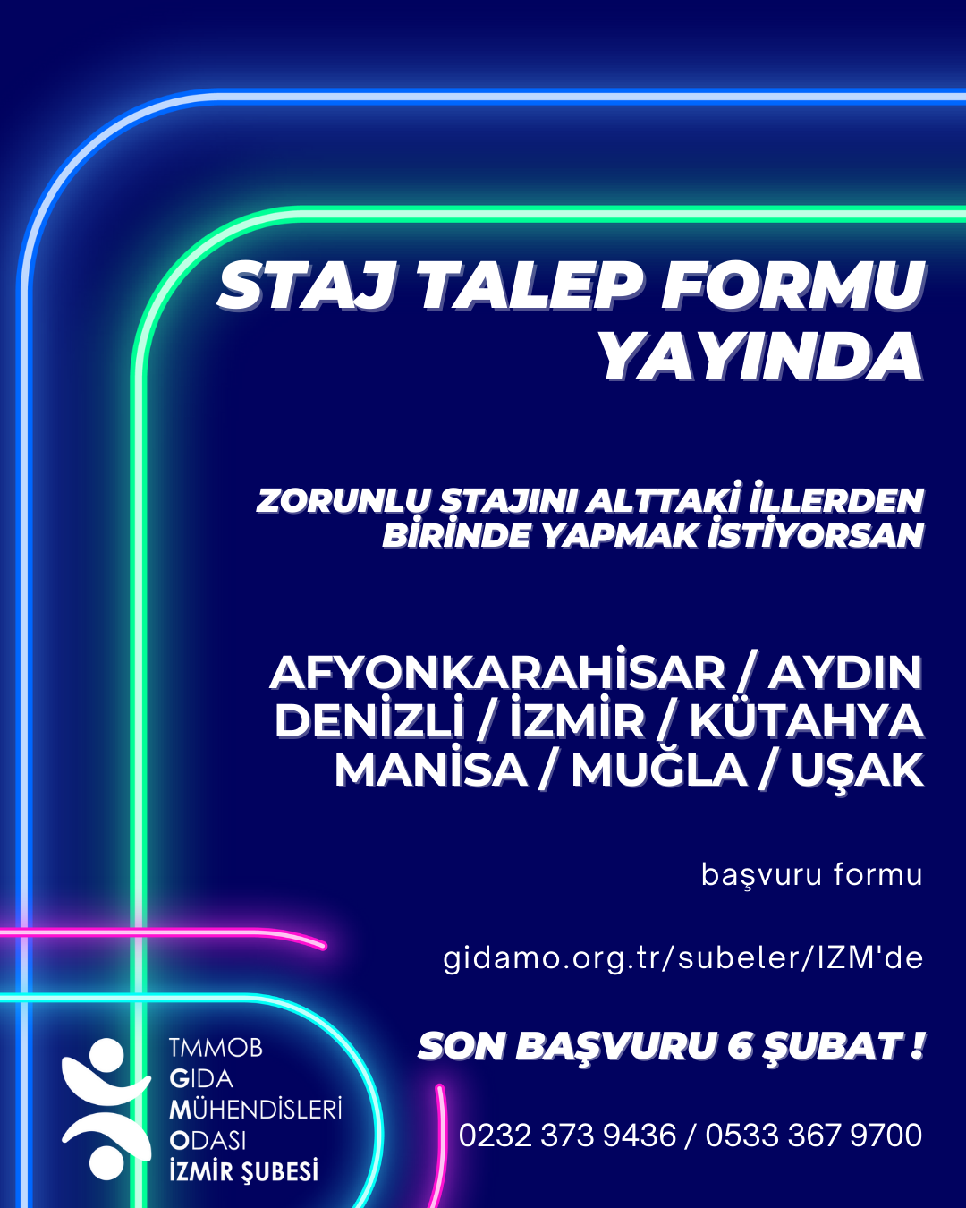 2025 - 2026 DÖNEMİ STAJ TALEP ÇALIŞMAMIZ BAŞLADI