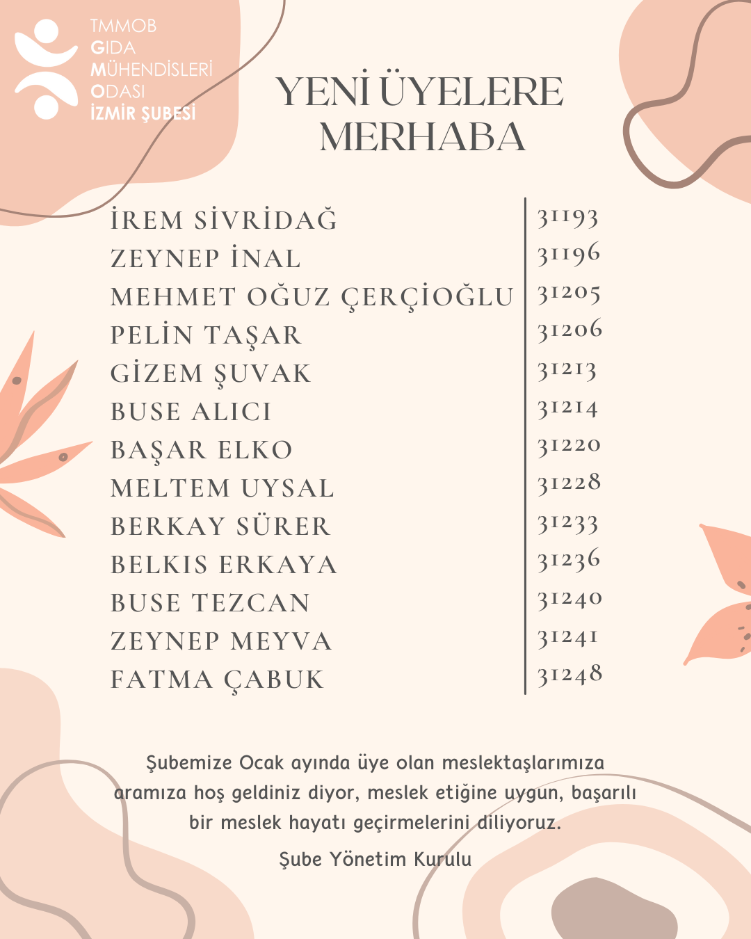 YENİ ÜYELERE MERHABA