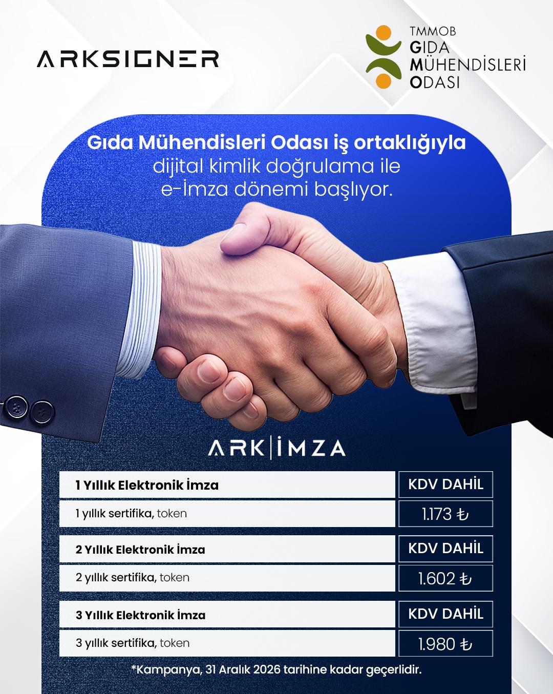 TMMOB Gıda Mühendisleri Odası – Arksigner Arkimza e-imza İndirimi