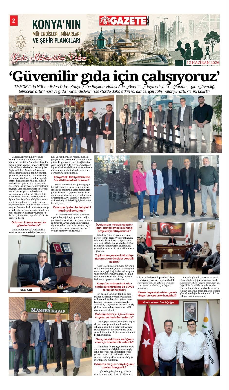 "GÜVENİLİR GIDA İÇİN ÇALIŞIYORUZ" GAZETE KONYA -12 HAZİRAN 2026
