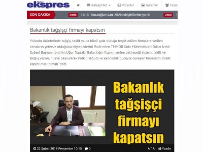 HABER EKSPRES GAZETESİ: BAKANLIK TAĞŞİŞÇİ FİRMAYI KAPATSIN
