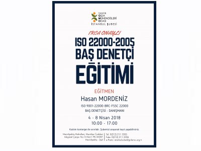 IRCA ONAYLI ISO 22000:2005 GIDA GÜVENLİĞİ YÖNETİM SİSTEMİ BAŞ DENETÇİ EĞİTİMİ