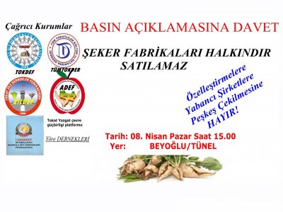 TMMOB İSTANBUL İL KOORDİNASYON KURULU İKK DUYURUSUŞEKER FABRİKALARI HALKINDIR SATILAMAZ YÜRÜYÜŞÜ ÇAĞRISI