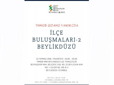 TMMOB GIDAMO İSTANBUL ŞUBESİ İLÇE BEYLİKDÜZÜ BULUŞMALARI TOPLANTI DUYURUSU