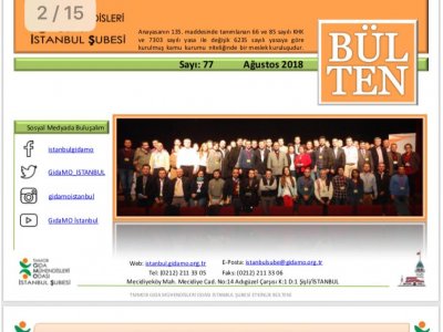AĞUSTOS 2018 İSTANBUL ŞUBE ETKİNLİK BÜLTENİ