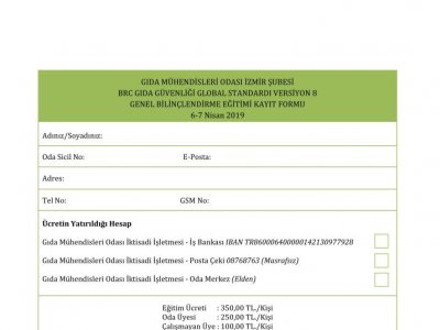 BRC GIDA GÜVENLİĞİ GLOBAL STANDARDI VERSİYON 8 GENEL BİLİNÇLENDİRME EĞİTİMİ