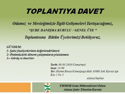 ŞUBE DANIŞMA KURULUGENEL ÜYE TOPLANTISI