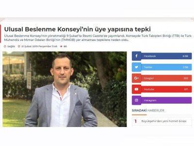9 EYLÜL GAZETESİ: ULUSAL BESLENME KONSEYİNİN ÜYE YAPISINA TEPKİ
