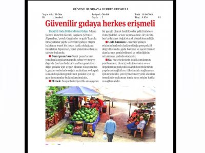 BİRGÜN GAZETESİ GÜVENİLİR GIDAYA HERKES ERİŞMELİ