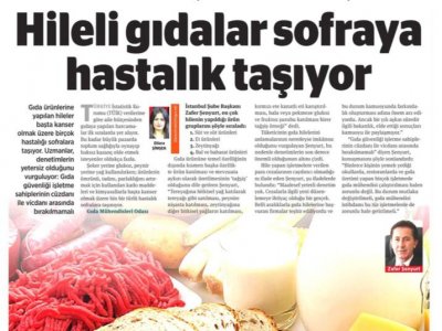 BİRGÜN GAZETESİHİLELİ GIDALAR SOFRAYA HASTALIK SAÇIYORŞUBE BAŞKANI ZAFER ŞENYURT