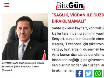 BİRGÜN GAZETESİSAHTE İÇKİDE KAMU DENETİMİ ÖNEMLİŞUBE BAŞKANI ZAFER ŞENYURT